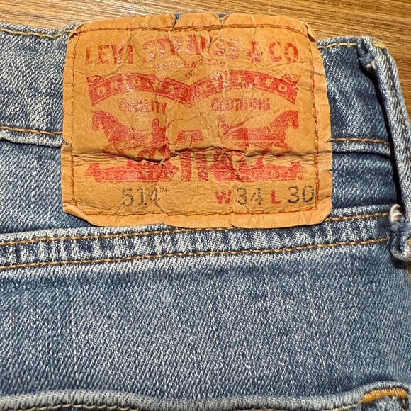 Levis 514 Classic Straight Fit Blue Jeans with zipper fly 34x30 - Picture 5 of 5